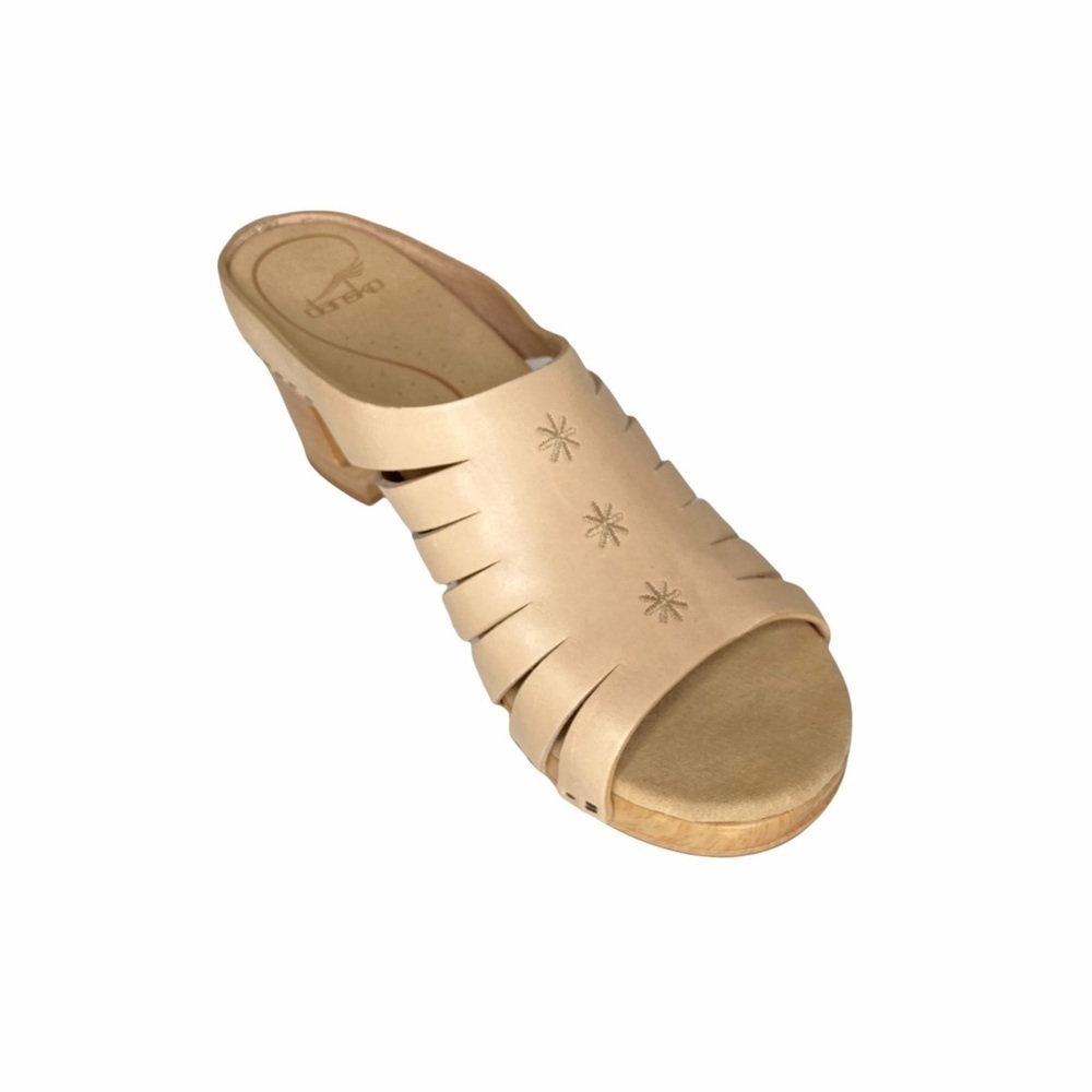 Dansko Nude Leather Clog Sandals w/Cutouts